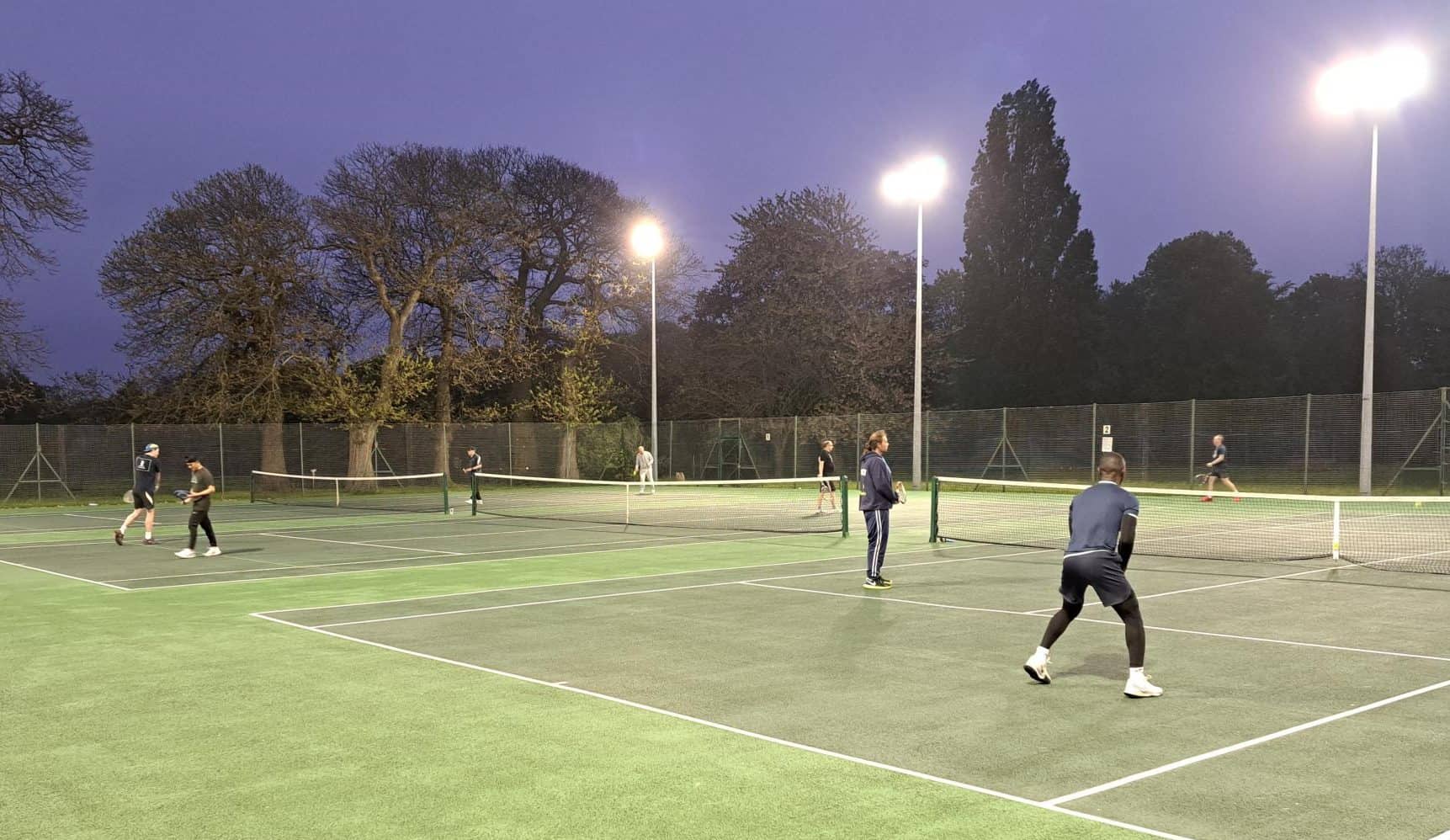 playin floodlit tennis at eltham park south